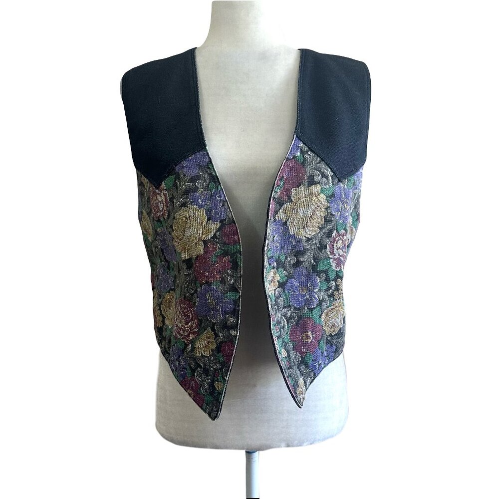 Handmade Vintage 90s Deniim Floral Crop Vest